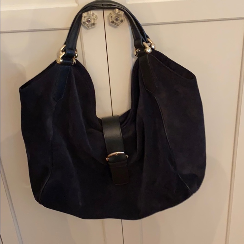 Zara navy suede hobo purse